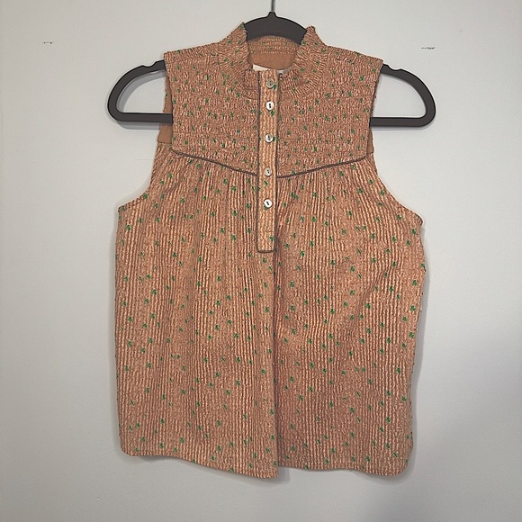 Joie Tops - Joie Women’s Small Joesa Smocked Mock Turtleneck Orange Striped Sleeveless Top